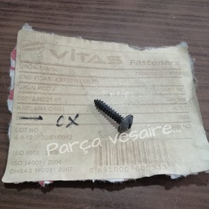 Vitaş 4.8x22RYSB ZN Dın 968 Siyah Sac Vidası