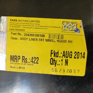 Orjinal Tata İndica Ön Sağ Çamurluk Davlumbazı 284388100108